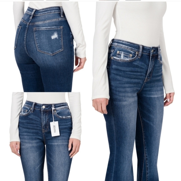 Zenana High Rise Panel Flare Denim by Zenana Dark Wash 25 NEW W-609 - Picture 3 of 8